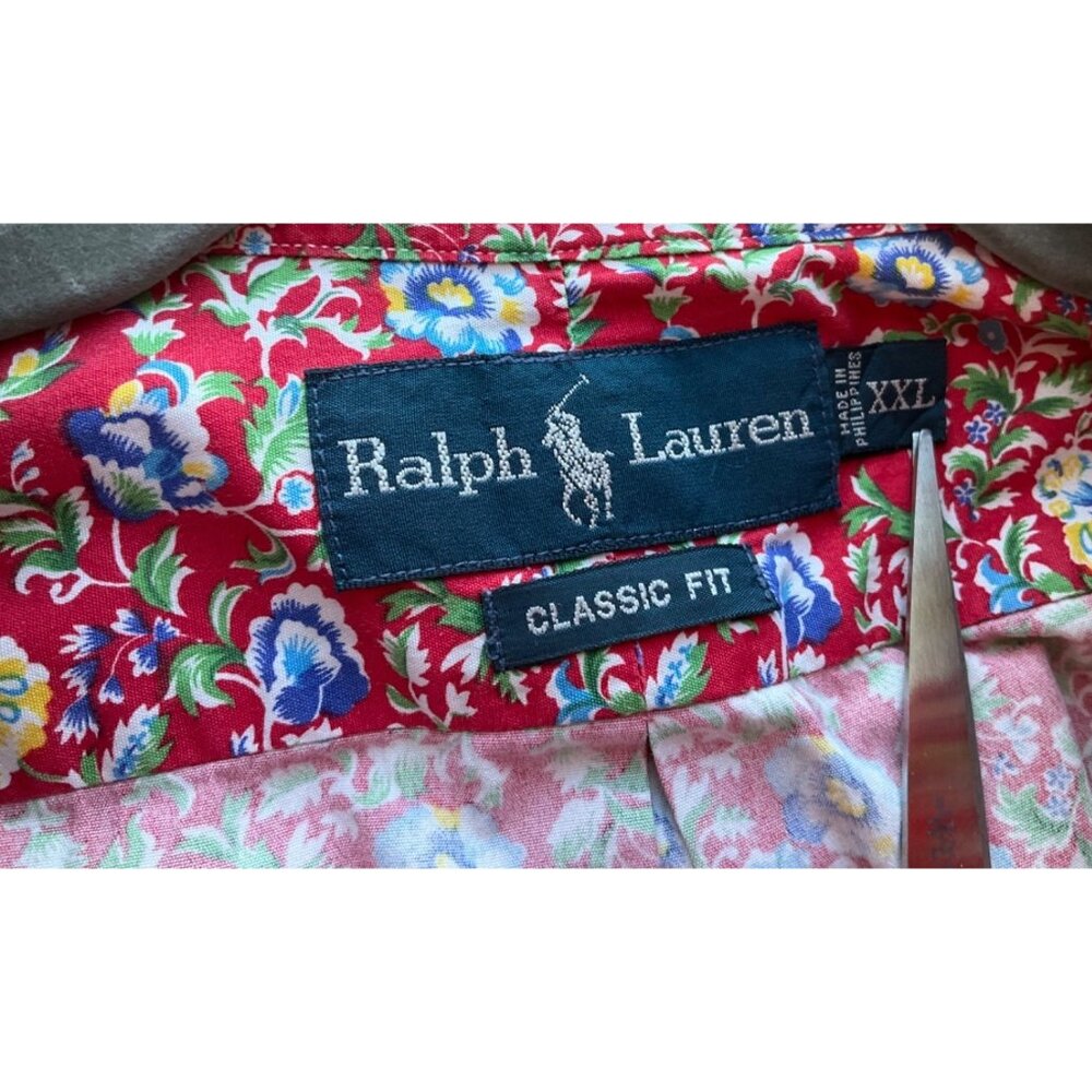Ralph Lauren Mens Sz XXL Classic Fit Button Down Shirt Short Sleeves Floral - Picture 5 of 13